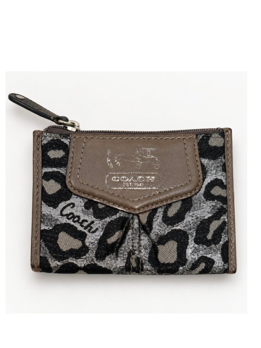 Vintage Coach Metallic Leopard Print Zip Pouch